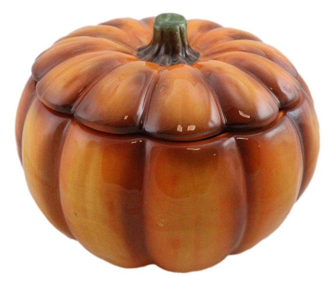 Ebros Gift Ebros 6" Diameter Home And Kitchen Gourmet Vegetable Pumpkin Soup Or Dessert Bowl With Lid Ceramic Decor Dinnerware For Halloween Pumpkins Party Accent (1) - Image 1
