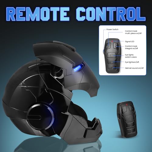 YONTYEQ Iron Hero MK 5 Black Edition Helmet for Man – 1:1 Wearable Collectible with Voice, Touch & Remote Control, LED Eyes & Realistic Sound Effects – Cosplay & Display Prop Gift for Adults and Teens - Image 5