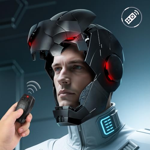 YONTYEQ Iron Hero MK 5 Black Edition Helmet for Man – 1:1 Wearable Collectible with Voice, Touch & Remote Control, LED Eyes & Realistic Sound Effects – Cosplay & Display Prop Gift for Adults and Teens - Image 3
