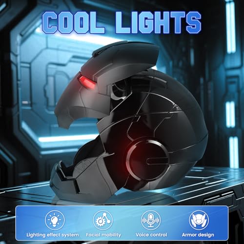 YONTYEQ Iron Hero MK 5 Black Edition Helmet for Man – 1:1 Wearable Collectible with Voice, Touch & Remote Control, LED Eyes & Realistic Sound Effects – Cosplay & Display Prop Gift for Adults and Teens - Image 2