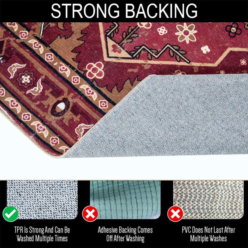 Aldopein Tribal Rugs Summer Tropical 4x6 Area Rugs Wine Red Traditional Boho Vintage Oriental Rug Carpet for Bedroom Kitchen Dining Living Room Indoor Entryway Washable - Image 3