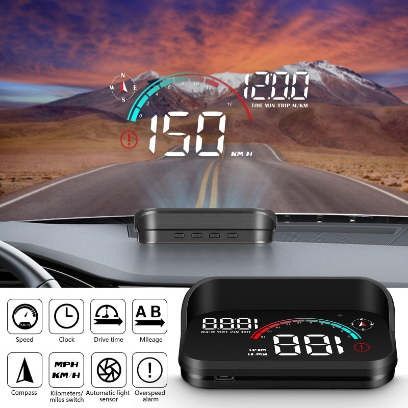 Generic AMHVMU M22 Car Head Up Display, GPS Speedometer, Display Speed and Time, GPS Smart Speedometer, km/h and MPH, Suitable for All Vehicle Models  - Image 2