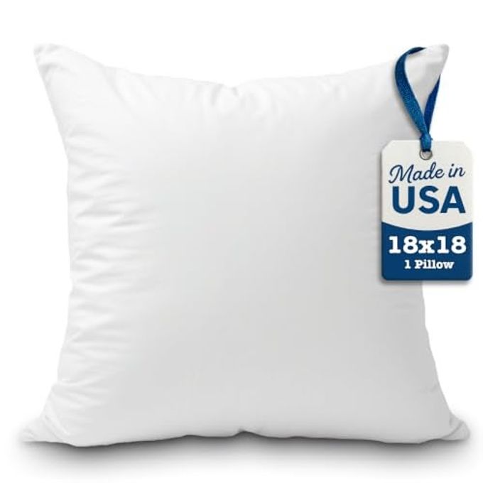 THROW PILLOWS INSERT 18 X 18 INCHES HYPOALLERGENIC MADE IN USA DECORATIVE COUCH BED PILLOW