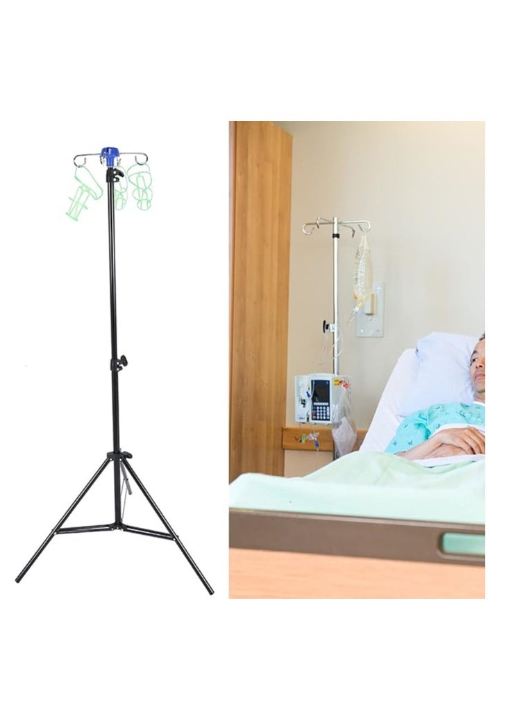 BIONEX - Portable IV Stand Floor Stand with 4 Hooks Infusion Stand, Adjustable Height to 82.6", Foldable IV Bag Stand Drip Bag Stand IV Poles Stand for Nursing Home, Aluminum Alloy - Image 1