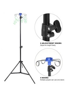 BIONEX Portable IV Stand Floor Stand with 4 Hooks Infusion Stand, Adjustable Height to 82.6", Foldable IV Bag Stand Drip Bag Stand IV Poles Stand for Nursing Home, Aluminum Alloy  - Image 1