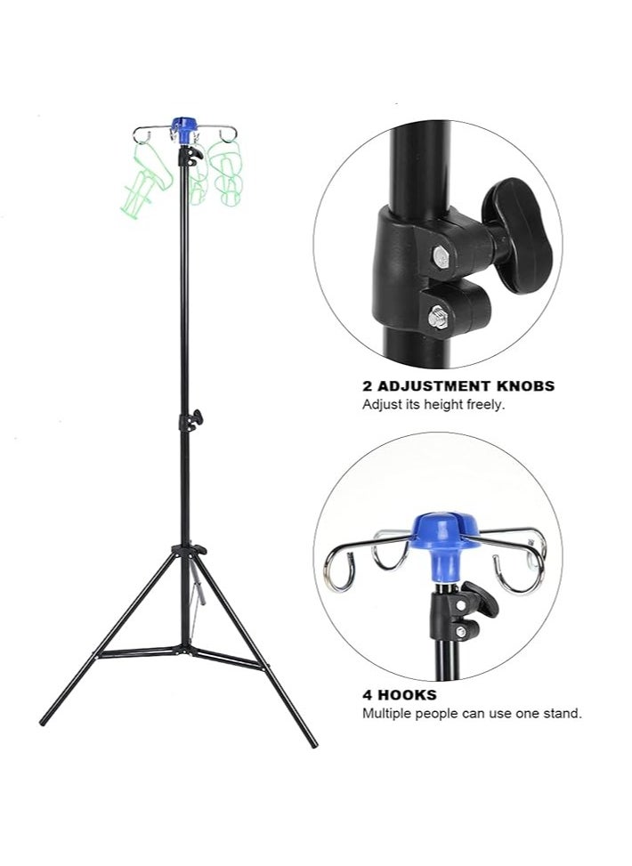 BIONEX - Portable IV Stand Floor Stand with 4 Hooks Infusion Stand, Adjustable Height to 82.6", Foldable IV Bag Stand Drip Bag Stand IV Poles Stand for Nursing Home, Aluminum Alloy - Image 1