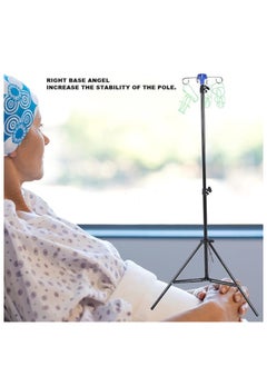 BIONEX Portable IV Stand Floor Stand with 4 Hooks Infusion Stand, Adjustable Height to 82.6", Foldable IV Bag Stand Drip Bag Stand IV Poles Stand for Nursing Home, Aluminum Alloy  - Image 4