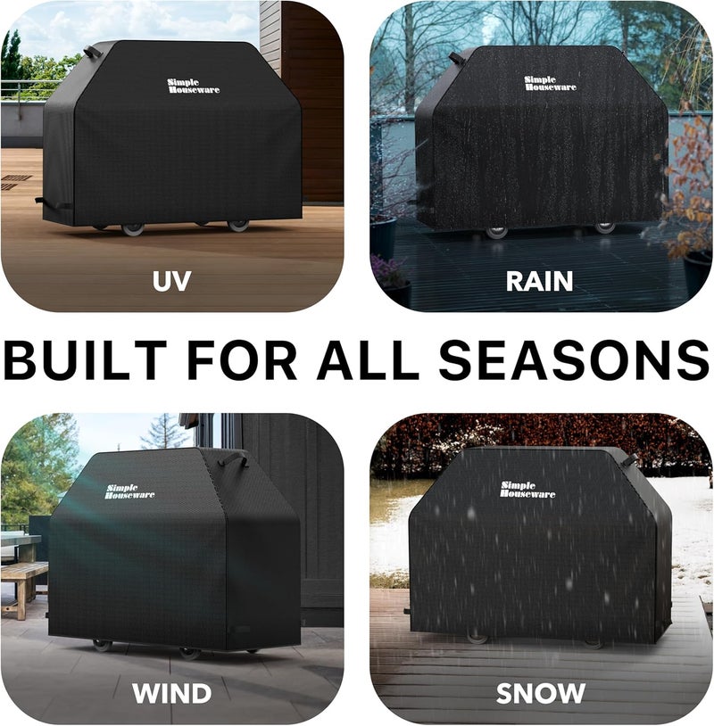 Simple Houseware 60-inch Waterproof Heavy Duty Gas BBQ Grill Cover, Weather-Resistant Polyester - Image 4