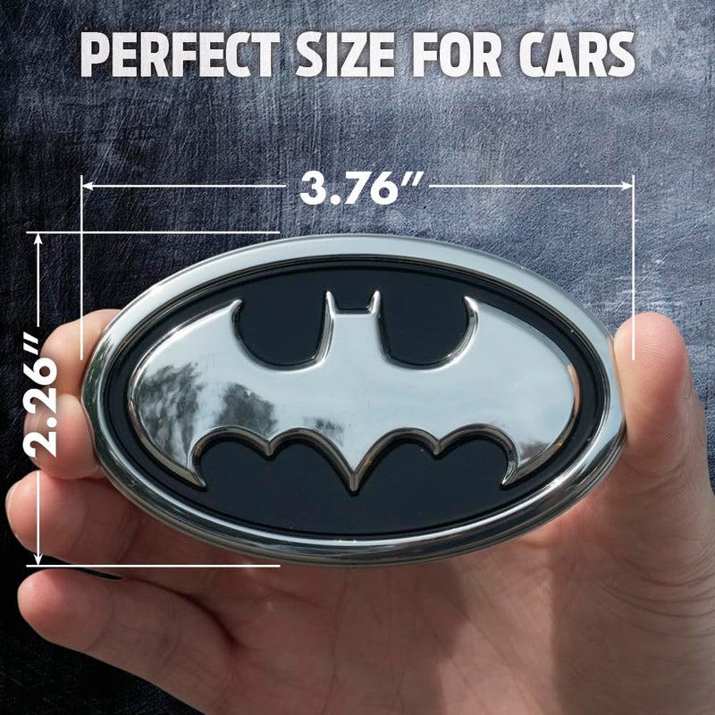 Fan Emblems Batman Car Emblem - 1989 Oval Bat Symbol 3D Auto Badge - Color: Black and Chrome - Size: 3.76 x 2.26 x 0.2 inches - Officially Licensed DC Car Accessories - Image 3