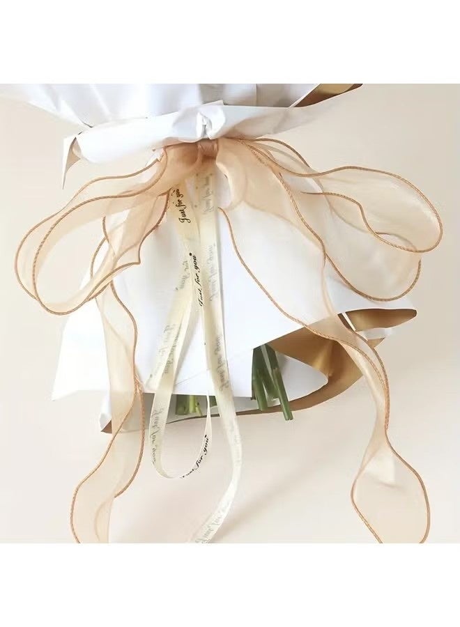 Happy D 5pcs, 4cm/1.57in x 2.2m/86.6in Cake Flower Ribbon Tie, Butterfly DIY Headband Material, Wave Curl Packaging Tie, Fishtail Yarn Woven Satin Floating Color Ribbon For Room Decoration, Wedding Party Decoration Ribbon, Unique Gift Box Tie Ribbon - Image 3