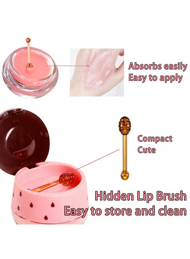 LemonSac 3 PCS Bee Lip Balm Honey Pot, Honey & Strawberry & Watermelon Lip Mask Overnight Propolis Moisturizing Lip Balm Hydrating Prevention Dry and Crack Lip Scrubs Exfoliator Lip Wrinkle Care (Set B) - Image 5