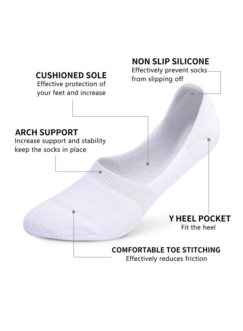 Captaintech 6 Pairs No Show Socks Unisex Non Slip Low Cut Ankle Flat Boat Line Invisible Liner Socks Thick Cushion Athletic Cotton Non Slip Low Cut Flat Liner No Show Socks Size 40-44 - Image 5
