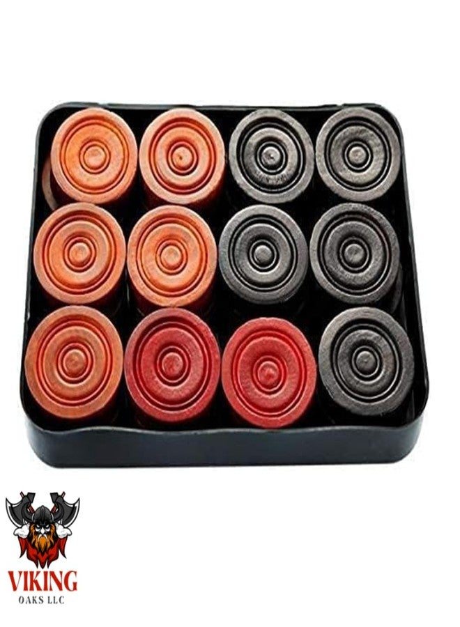 VikingOaksLLC Carrom Board Wooden Coins and Tournament Striker Professional Set, (24 Carrom Board Pieces + 4 Striker Random Design with Case) – White/Red/Black - Image 5