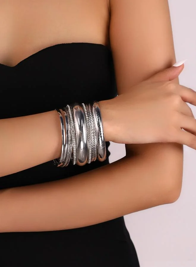 Take Two Set of 9 - Textured Bangles