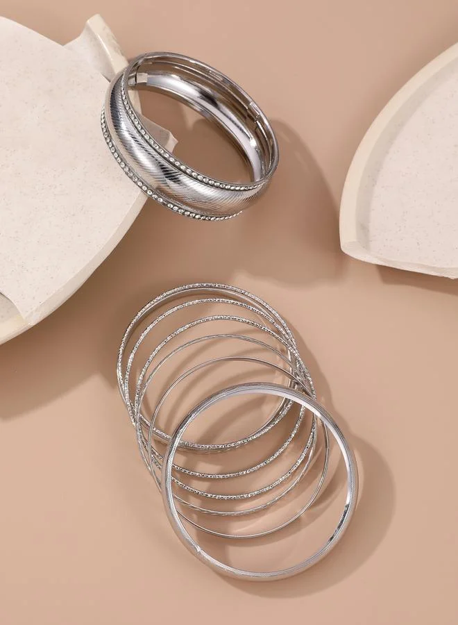 Take Two  Set of 9 - Textured Bangles for Women | Best Price UAE