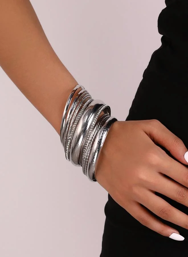 Take Two Set of 9 - Textured Bangles
