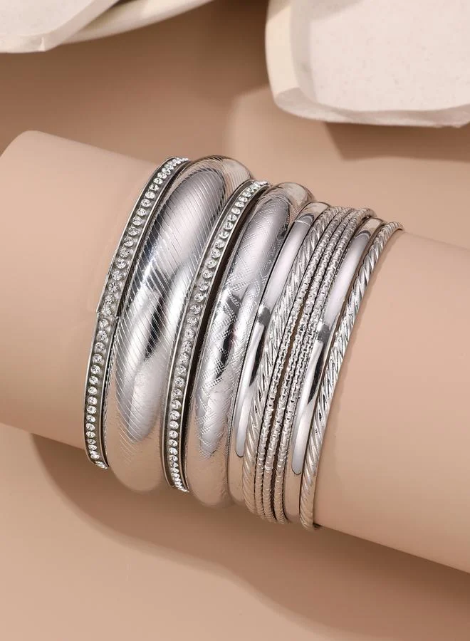 Take Two  Set of 9 - Textured Bangles for Women | Best Price UAE