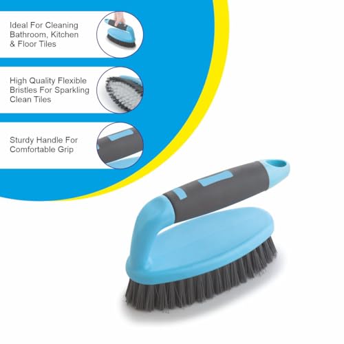 Homeor Tile Scrubber Plastic Brush | Ideal for Bathroom, Kitchen, Sink and Floor Tile Cleaning Tool with Flexible Bristles and Sturdy Grip Handle, Pack of 1, Blue & Black - Image 5