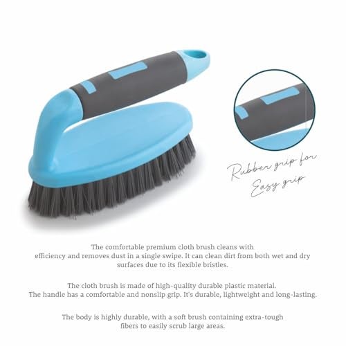 Homeor Tile Scrubber Plastic Brush | Ideal for Bathroom, Kitchen, Sink and Floor Tile Cleaning Tool with Flexible Bristles and Sturdy Grip Handle, Pack of 1, Blue & Black - Image 3