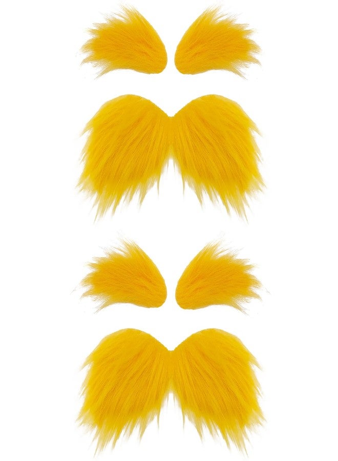 Blvochnnt 2 Sets Yellow Mustache and Eyebrows,Halloween Self Adhesive Faux Beard Set,Fake Novelty Cosplay Costume Accessories for Halloween Christmas Party,Adult,Kids - Image 1