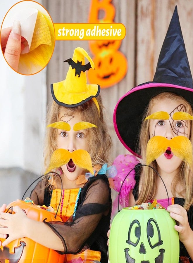 Blvochnnt 2 Sets Yellow Mustache and Eyebrows,Halloween Self Adhesive Faux Beard Set,Fake Novelty Cosplay Costume Accessories for Halloween Christmas Party,Adult,Kids - Image 3