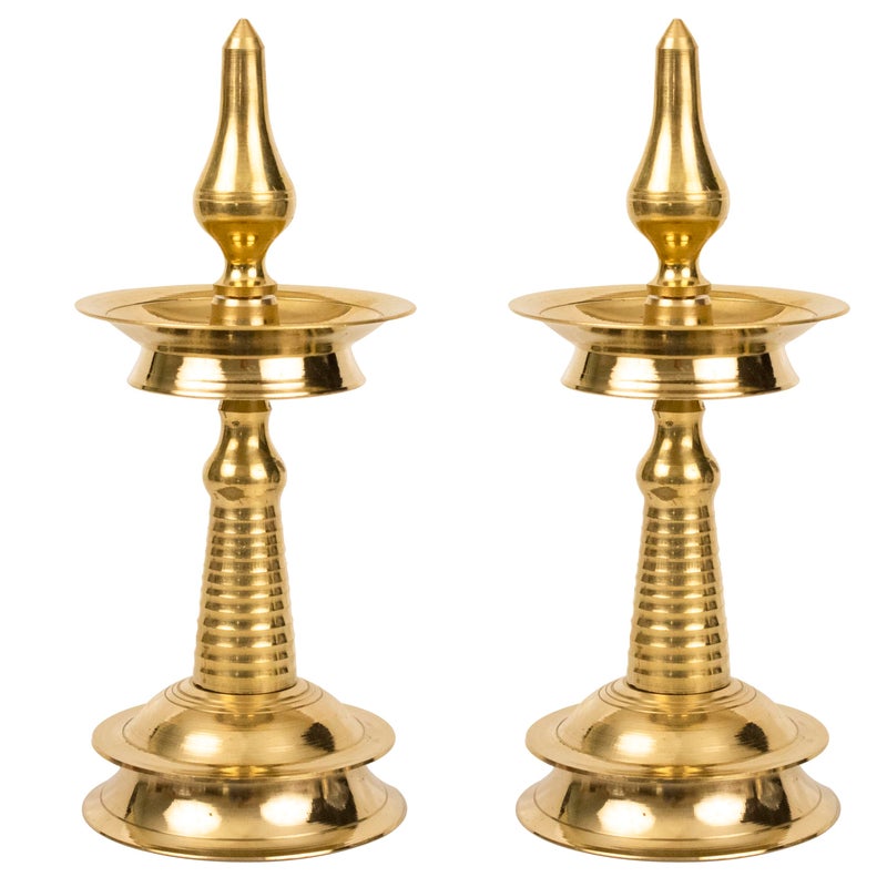 Spillbox Traditional Brass Kerala Kuthu villaku Diya for Puja Pooja Aarti Arti Deepak Deepam Oil Lamp for Home Temple Puja Articles Decor Gifts Kerala Villakku 10 inch 2 - Image 2