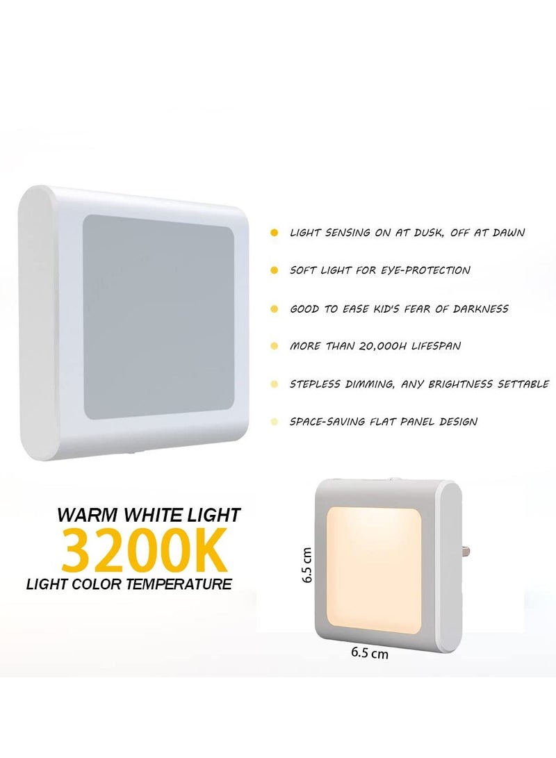 2 Pack Stepless Dimmable Night Light, Necomi LED Nightlights Plug in Wall with Auto Dusk to Dawn Sensor, Brightness Adjustable for Kids, Bedroom, Bathroom, Hallway, Stair, Kitchen, Warm White - Image 2