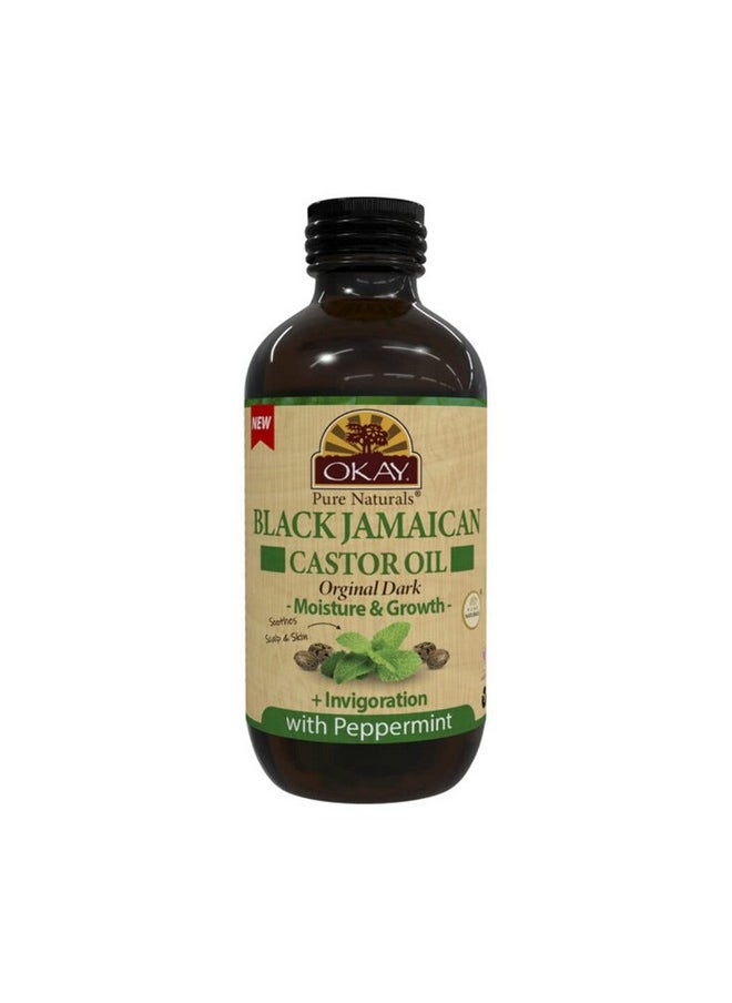 OKAY Black Jamaican Castor Oil Original Dark With Peppermint 4Oz 118Ml  - Image 2