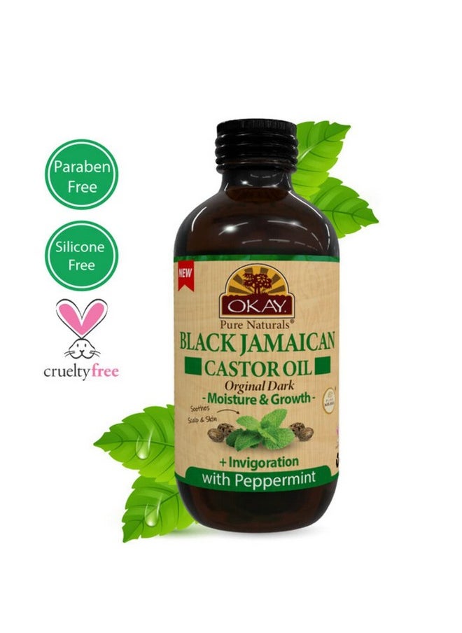 OKAY Black Jamaican Castor Oil Original Dark With Peppermint 4Oz 118Ml  - Image 4