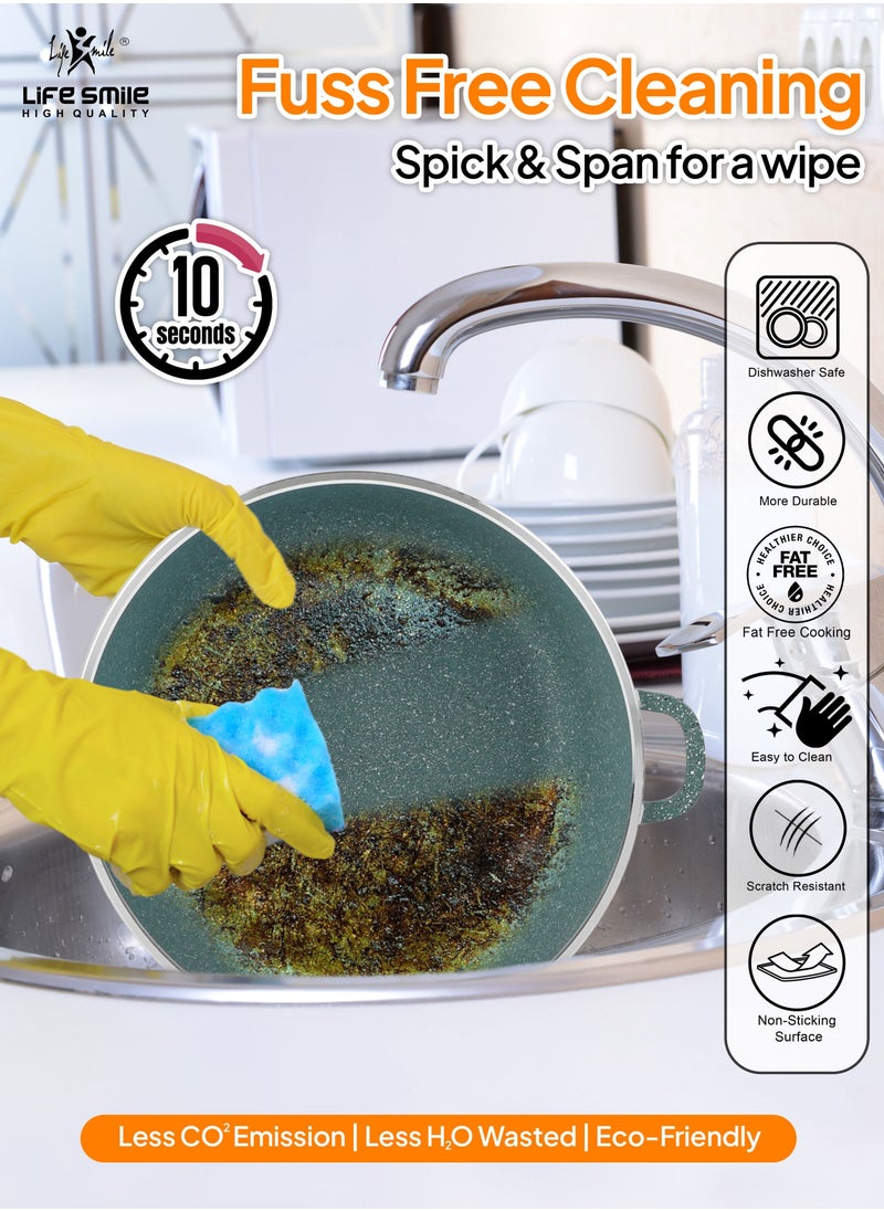 Life Smile - Cookware Set 16 pieces -Pots and Pans set Granite Non Stick Coating 100% PFOA FREE, Die Cast aluminum Cooking Set include Casseroles & Shallow Pot & Pancake Pan & Silicone Utensils - Image 1