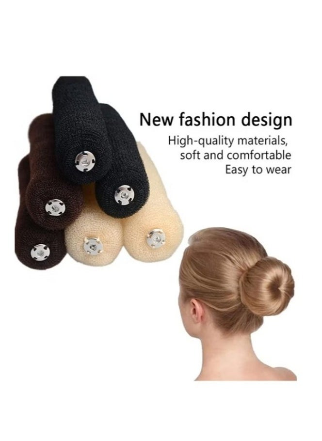 MVAQKLM  3 Pcs Magic Roll Tool Hair Ring Diy Hair Foam Ring Shaper Snap Hair Donut Bun Hair Accessories, Long Buckle Nylon Hair Ring Magic Hair Styling Tool for Women Ponytail Holder  - Image 2