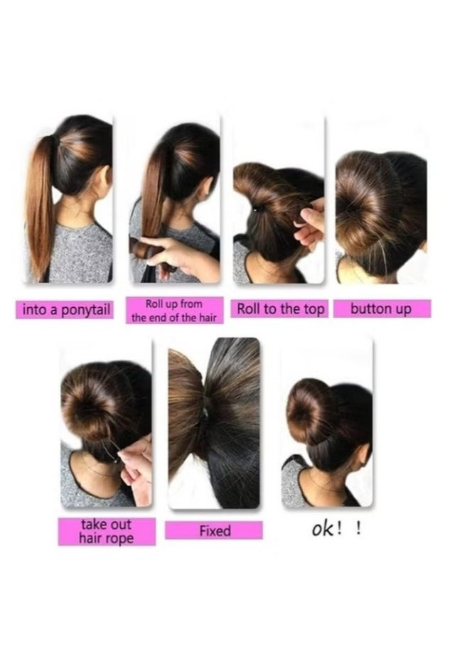 MVAQKLM  3 Pcs Magic Roll Tool Hair Ring Diy Hair Foam Ring Shaper Snap Hair Donut Bun Hair Accessories, Long Buckle Nylon Hair Ring Magic Hair Styling Tool for Women Ponytail Holder  - Image 4