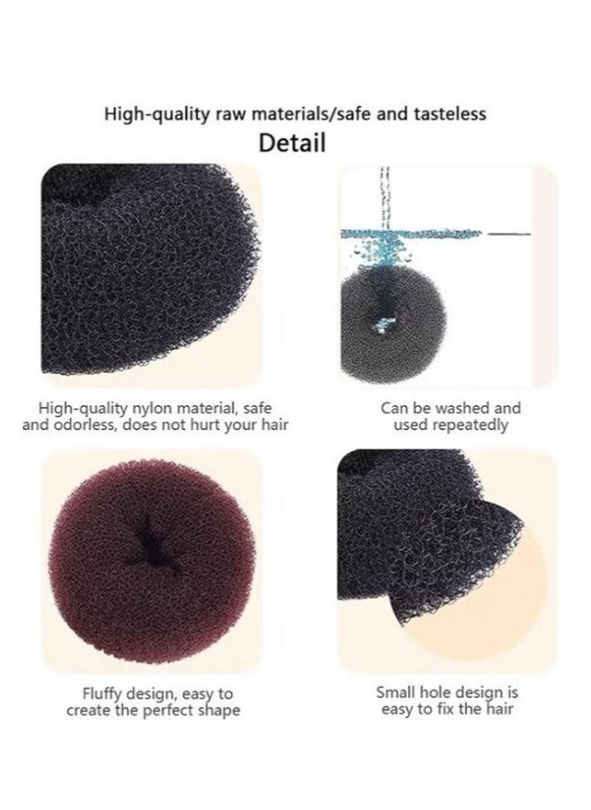 MVAQKLM  3 Pcs Magic Roll Tool Hair Ring Diy Hair Foam Ring Shaper Snap Hair Donut Bun Hair Accessories, Long Buckle Nylon Hair Ring Magic Hair Styling Tool for Women Ponytail Holder  - Image 5