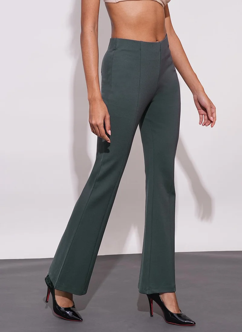 Globus Grey Globus Women Stretchable Mid-Rise Workwear Bootcut Treggings for Women | Best Price UAE