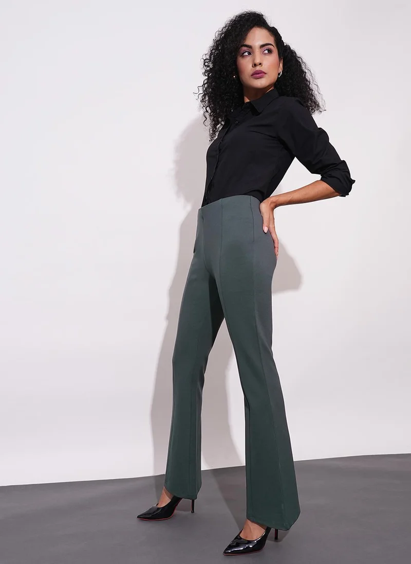 Globus Grey Globus Women Stretchable Mid-Rise Workwear Bootcut Treggings for Women | Best Price UAE