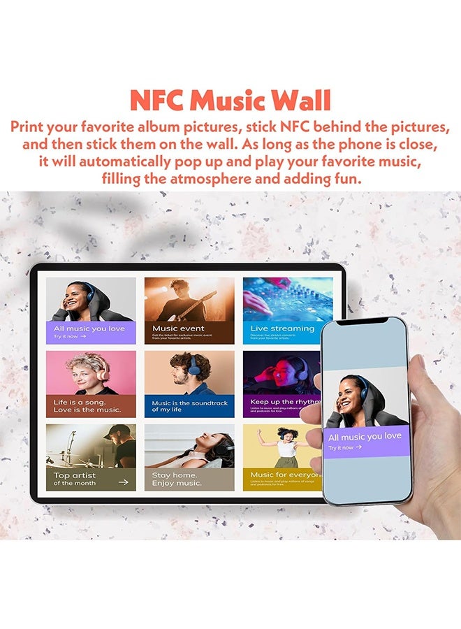 50 Pcs NFC Tags Sticker with Original NTAG215 Chip NFC Stickers Adhesive Labels Transparent RFID Tags Rewritable 504 Bytes Memory Suitable for All NFC-Enabled Devices and Smartphones - Image 5