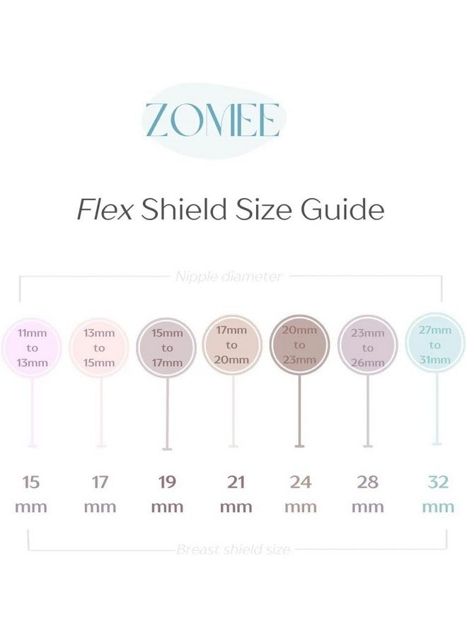 Zomee Flex Breast Nipple Shield Latch Assistance Inverted or Flat- Comfortable & Soft for Easy Pumping Use for Z1 Z2 Breast Pump (Multiple 2 Pack Sizes) (19mm) - Image 5