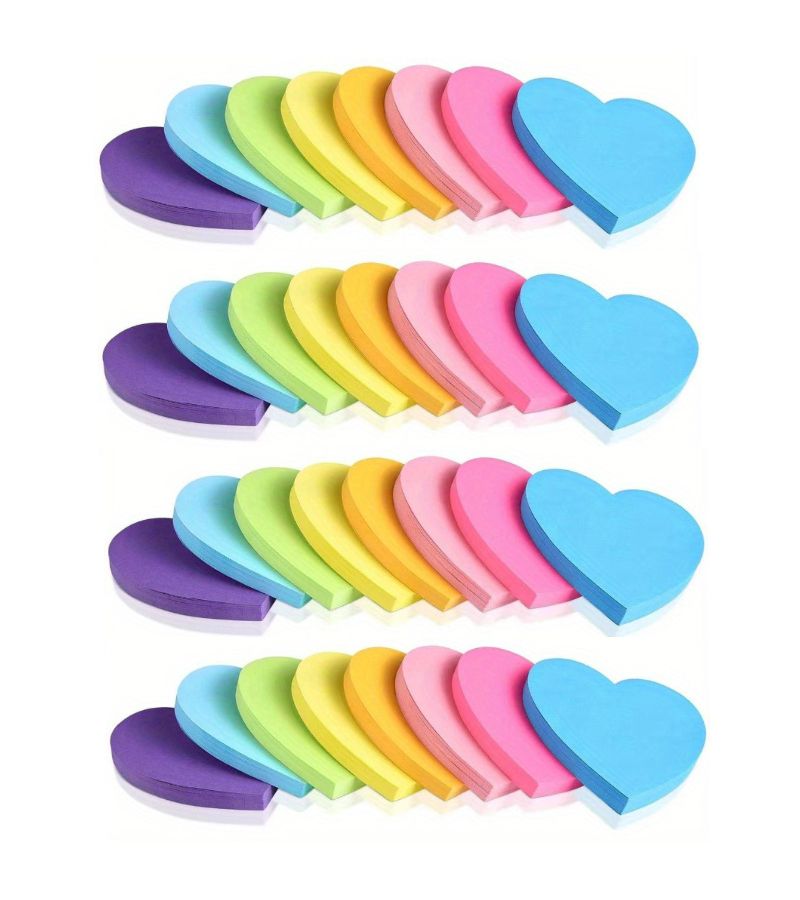 960 Sheets Heart Shaped Sticky Notes Cute Bubble Star Memo Pads Multicolor - Image 1