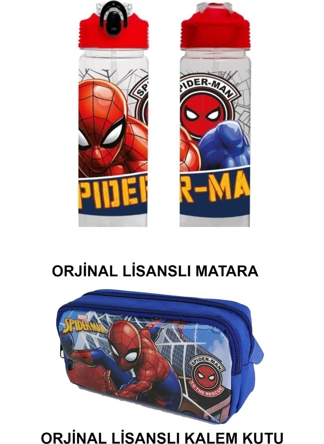 Genc Dijital Baski GENC DIGITAL PRINTING Spiderman Original Licensed Water Bottle and Pencil Case