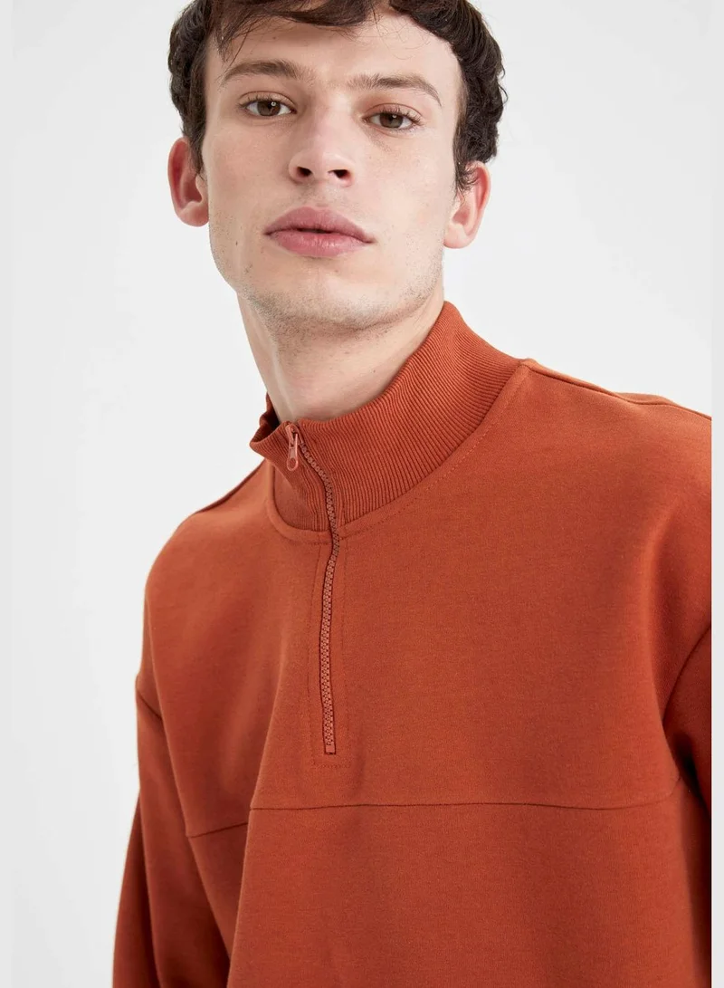 DeFacto Boxy Fit Long Sleeve Half Zippered Sweatshirt