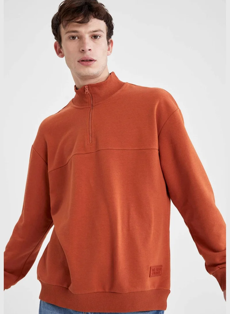 DeFacto Boxy Fit Long Sleeve Half Zippered Sweatshirt