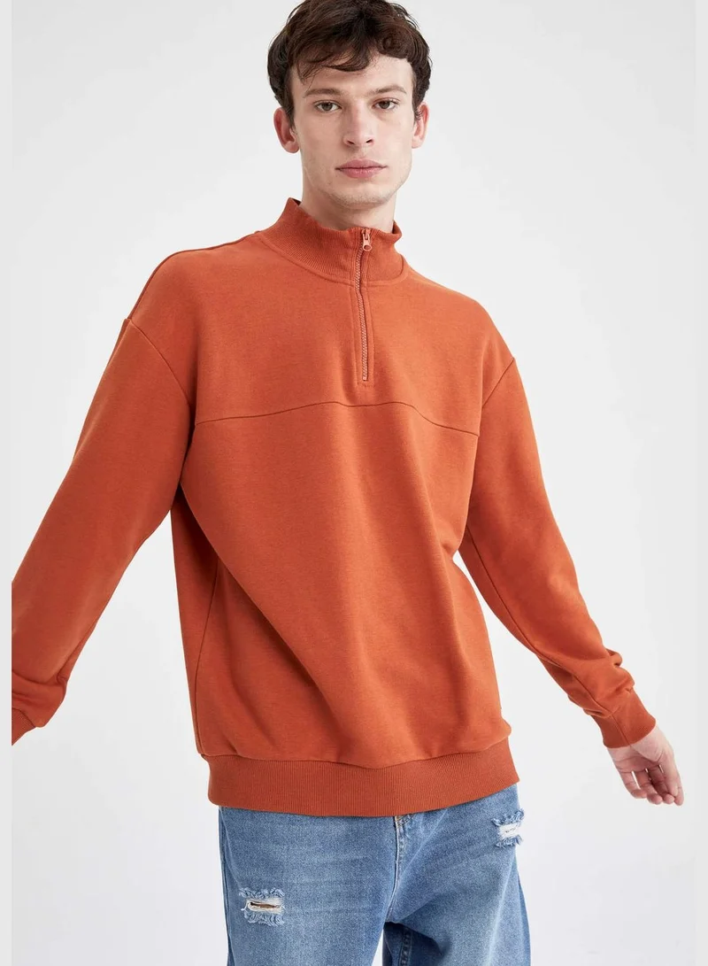 DeFacto Boxy Fit Long Sleeve Half Zippered Sweatshirt