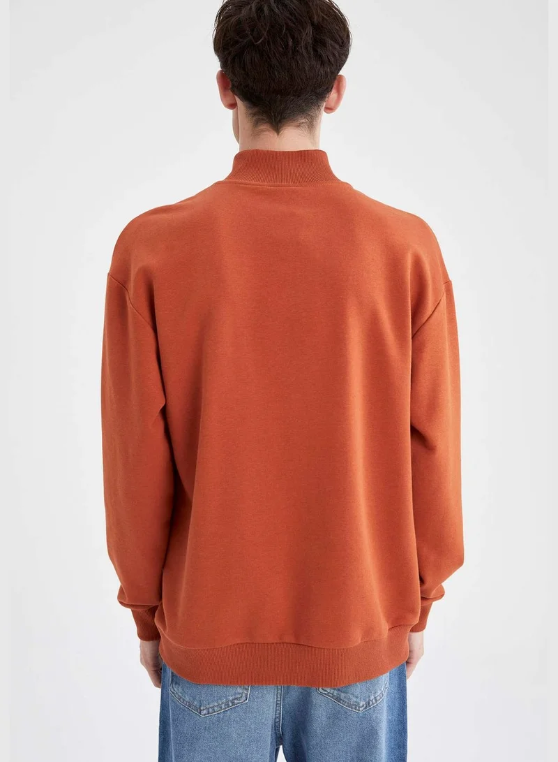 DeFacto Boxy Fit Long Sleeve Half Zippered Sweatshirt