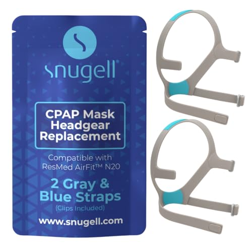 Snugell AirFit N20 Replacement Headgear Nasal Mask CPAP Supplies –Medium 2-Pack –Gray & Blue — Ultra-Soft Premium Elastic Nylon for Comfort, Durability - Clips Not Included - Image 1