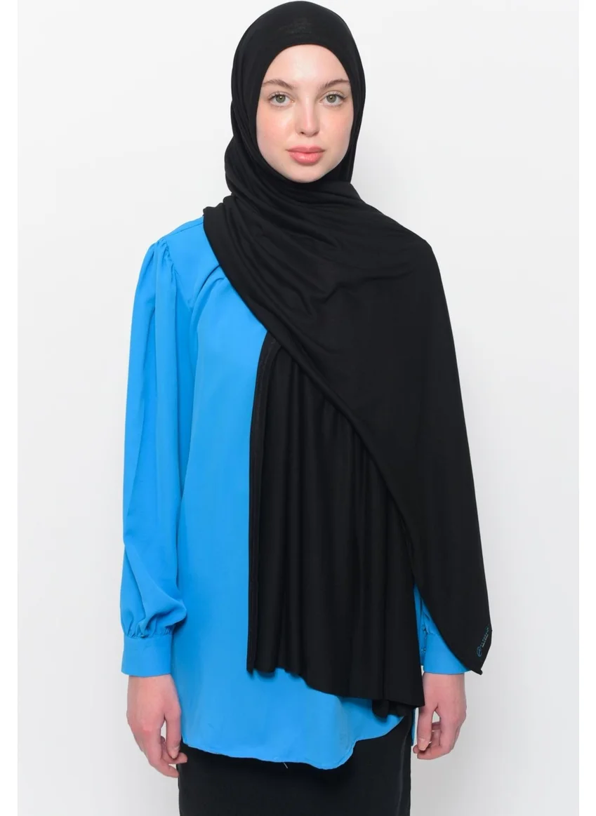 Altobeh Ready Practical Interlocking Luxury Organic Plain Combed Cotton Shawl Aligned-Black