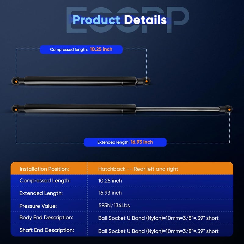 ECCPP Lift Support Rear Hatchback Struts Gas Springs for 2011-2016 Scion tC - Set of 2 - Image 3