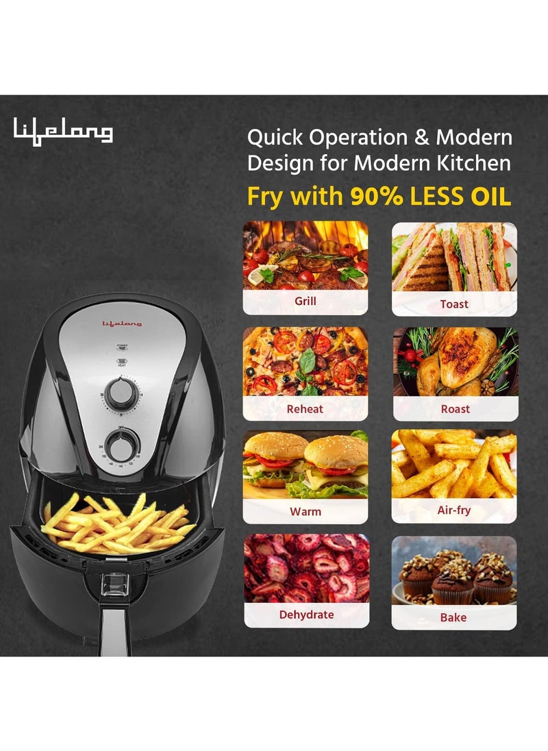 Lifelong Lifelong LLHF421 Fryo Air Fryer 1400W with 4.5L Large Cooking Pan Capacity, Timer Selection and Fully Adjustable Temperature Control (Black)  - Image 4