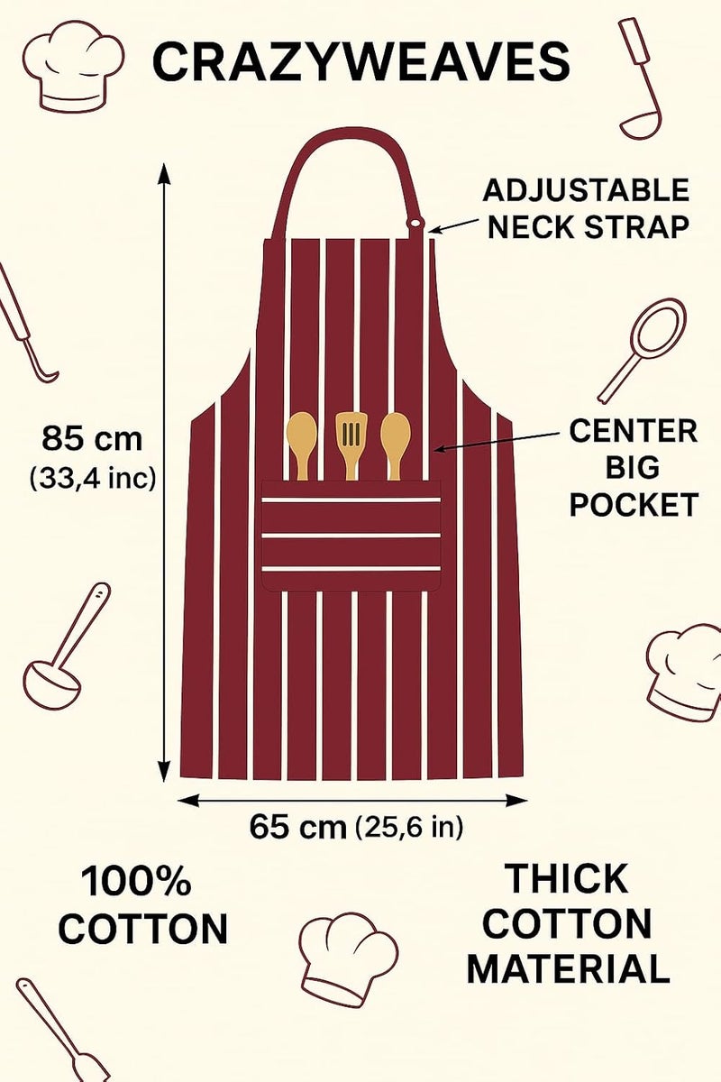 CRAZYWEAVES 100% cotton apron cooking kitchen apron for women and men chef apron - Image 2
