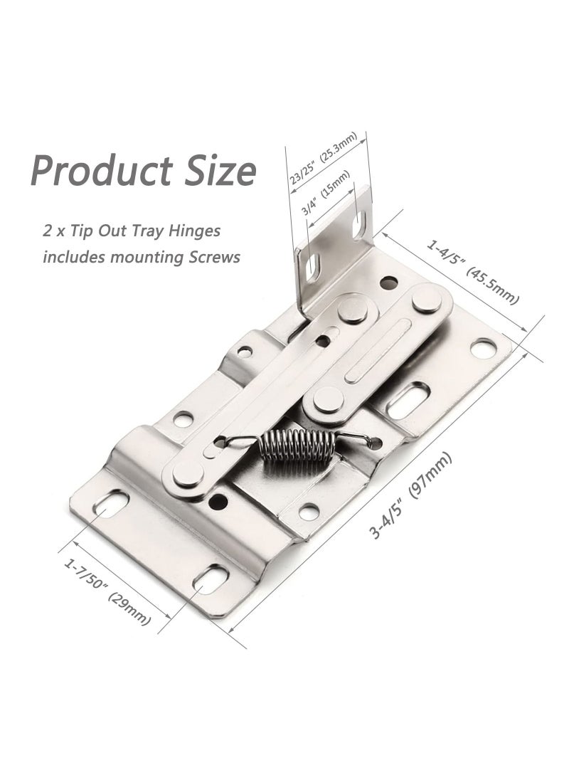 2 Pack Tip Out Tray Hinges, Scissor Hinges for Kitchen Sink or Bathroom Cabinet Organizer, Sink Front Drawer, Compatible Both Face Frame and Frameless