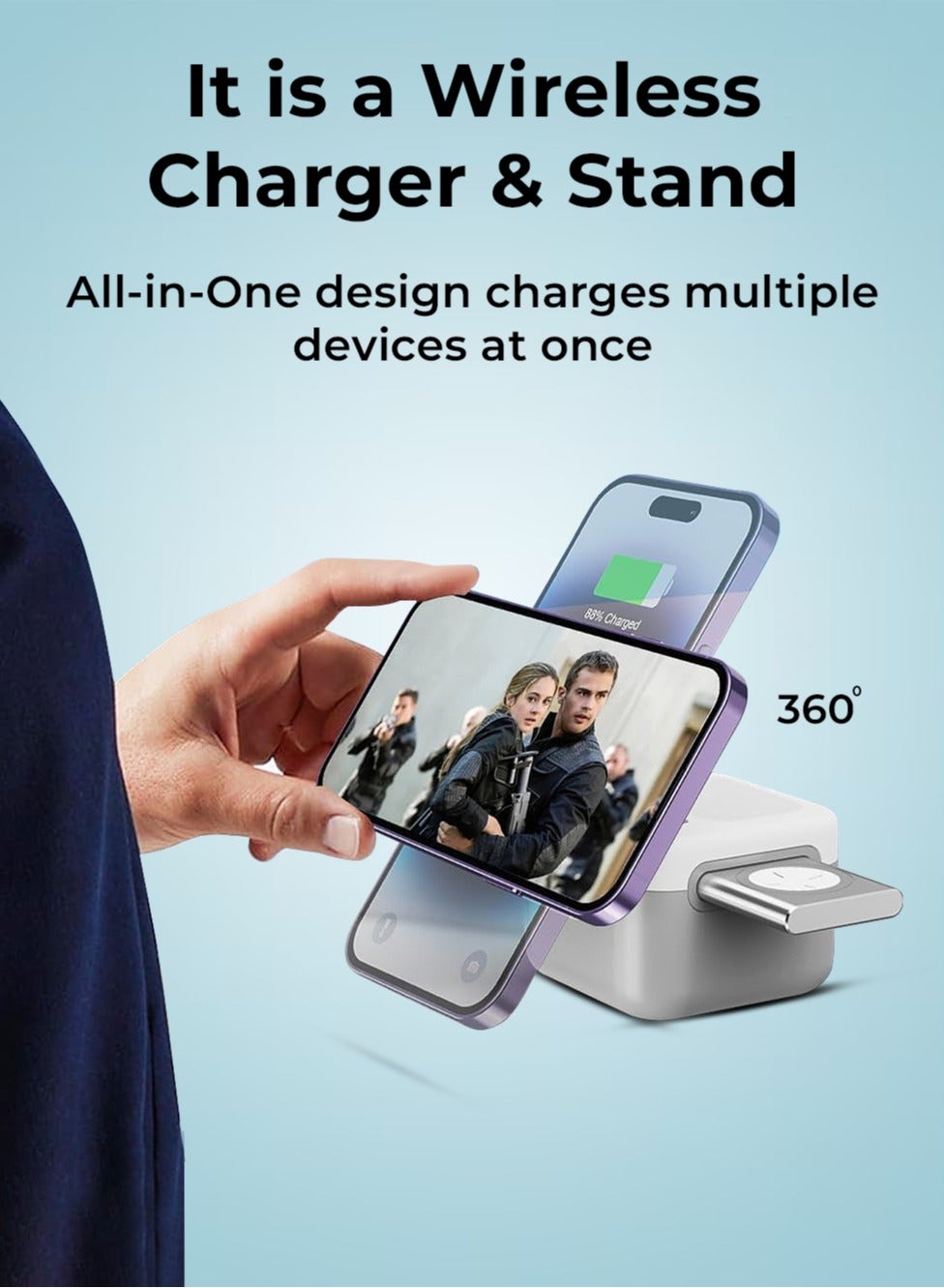 Glassology 3 In 1 15W Foldable Wireless Charger